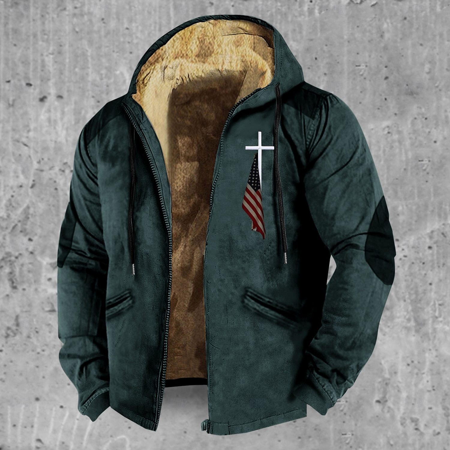 Herren Sweatjacke Kapuzenshirt mit durchgehendem Reißverschluss Fuzzy-Sherpa Fleecejacke Fleece-Hoodie Schwarz Armeegrün Blau Braun Khaki Mit Kapuze Graphic Reißverschluss Zip Tasche Sport & Natur 2025 - $42.99 –P3
