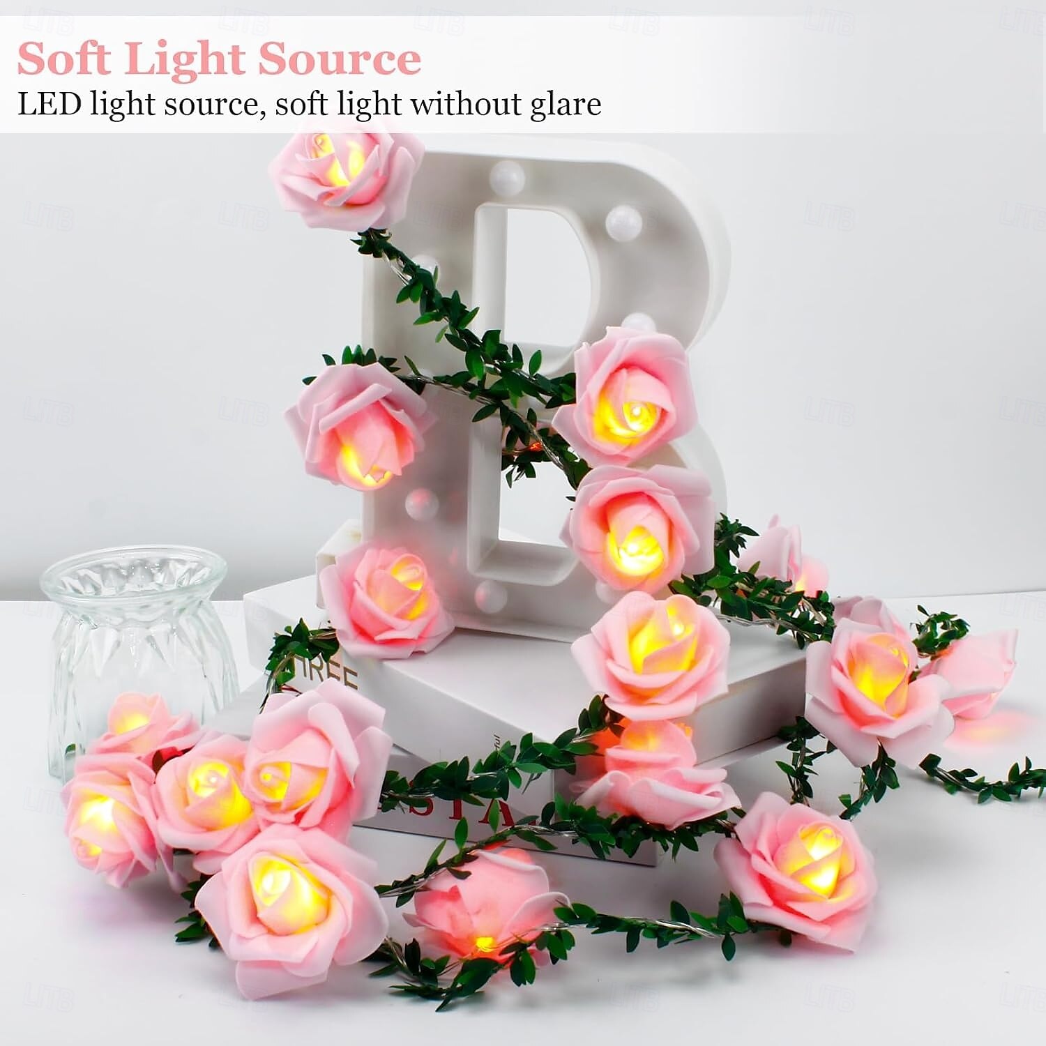 2025年 バレンタイン シミュレーション バラのつる 妖精 ストリング ライト リモコン 8 モード 照明 3m 20LED 結婚式 休日 新年 パーティー 自宅 寝室 バルコニー 庭 装飾  コレクション – $20.99 –P7