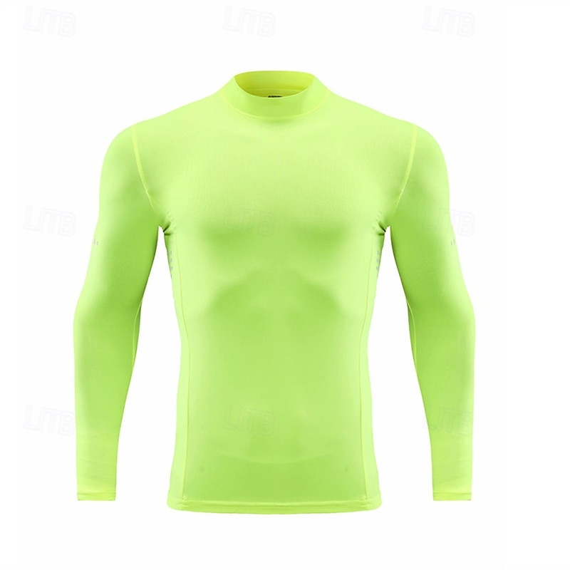 Voor heren Hardloopshirt Compressieshirt Lange mouw T-shirt Casual Sportkleding Herfst Hoge nek Ademend Sneldrogend Sportschooltraining Hardlopen Wandelen Sportkleding Sportkleding Effen 2025 - $20.99 –P7