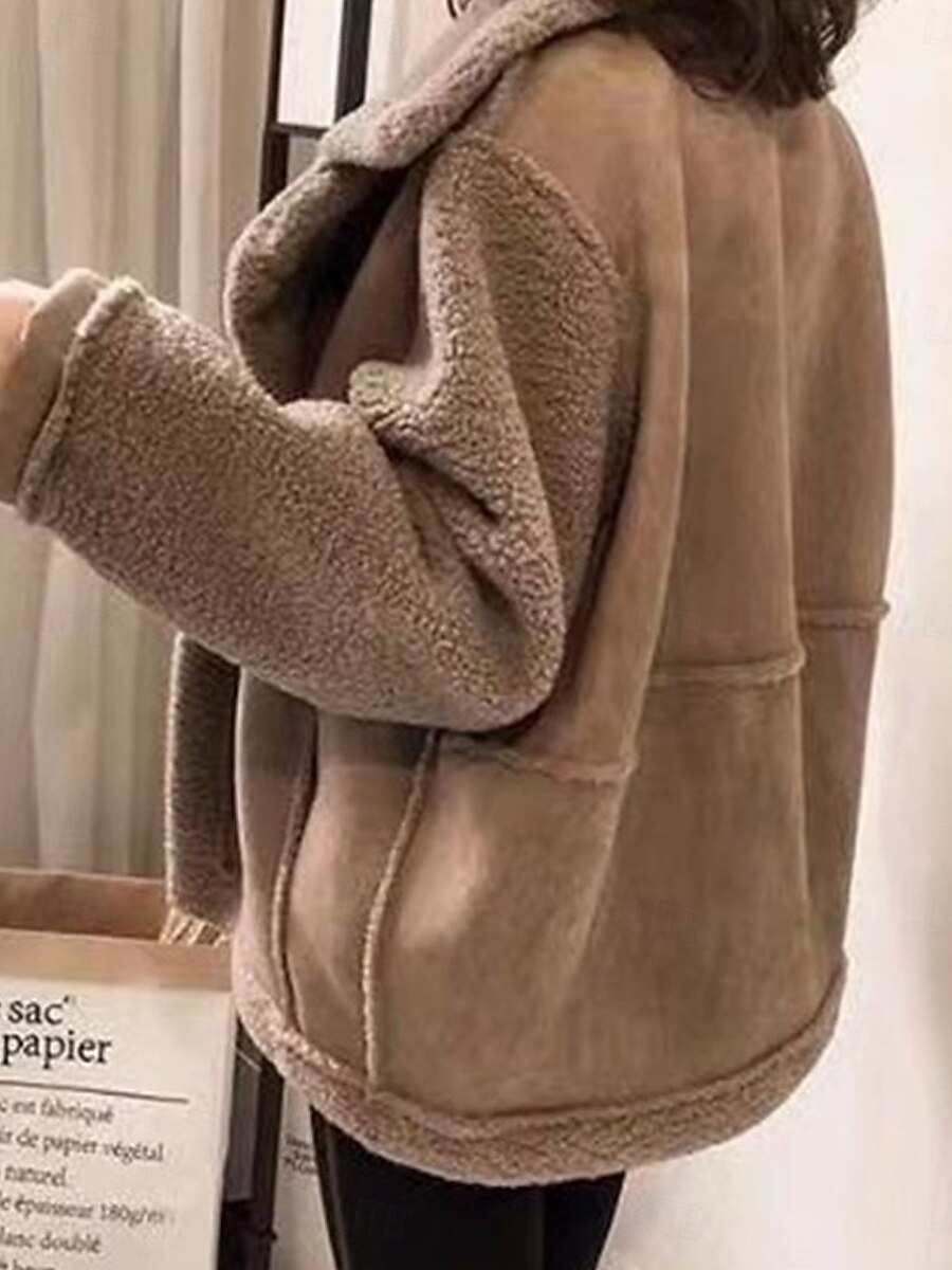 Dame Fleece-jakke Teddyfrakk Hettegenser Hold Varm Pustende Knapper Lomme Fleece Lined Fritid عادي Feriereise Gate Dagligdagstøy Ut på byen Enkeltkneppet Normal Aftæpning Normal Langermet Yttertøy 2025 - $45.99 –P9