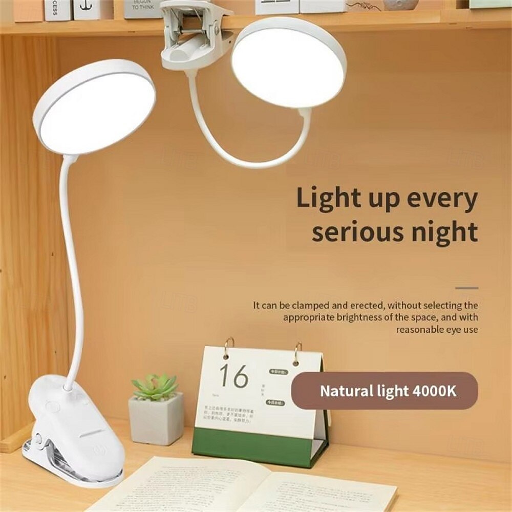 Foldable LED Desk Lamp, USB Rechargeable, 3 Modes Touch Dimming Clip-on Reading Light for Eye Protection 2025 - $10.99 –P2