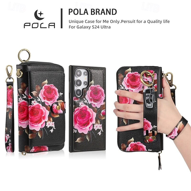 Phone Case For S24 S24 Ultra Plus S23 Ultra Plus S23 S22 S22 Plus Ultra Back Cover Wallet Case Zipper with Wrist Strap Card Slot Retro TPU PU Leather 2025 - $34.99 –P1
