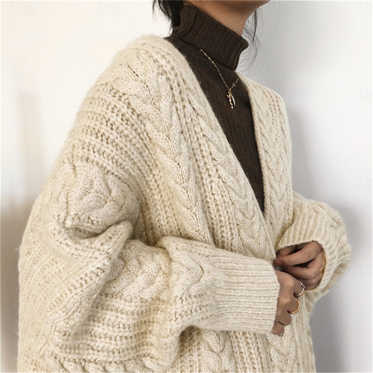 Damskie Sweter Sweter rozpinany Codzienny Miękkie Czyste kolory Kable Otwarty przód Dzianiny Długi rękaw Długie topy Robić na drutach Na zewnątrz Codzienny Weekend Niebieski Morelowy Jesień Zima 2025 - $37.99 –P5