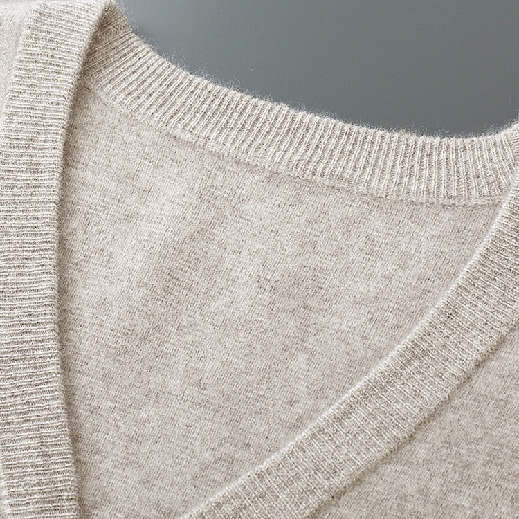 Herre Cardigan Genser Strikke Knepp opp Helfarge V-hals Strikketøy Elegant Skole Trening Klær Biskop Høst Vinter Svart Kakifarget S M L 2025 - $103.99 –P8