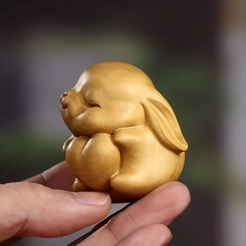2025年 愛らしい愛らしいウサギの手作り木製フィギュア - コレクションフィギュア、かわいいデスクデコレーション、絶妙な彫刻のディテールを備えた手工芸品シリーズのギフト用品  コレクション – $5.49 -P4