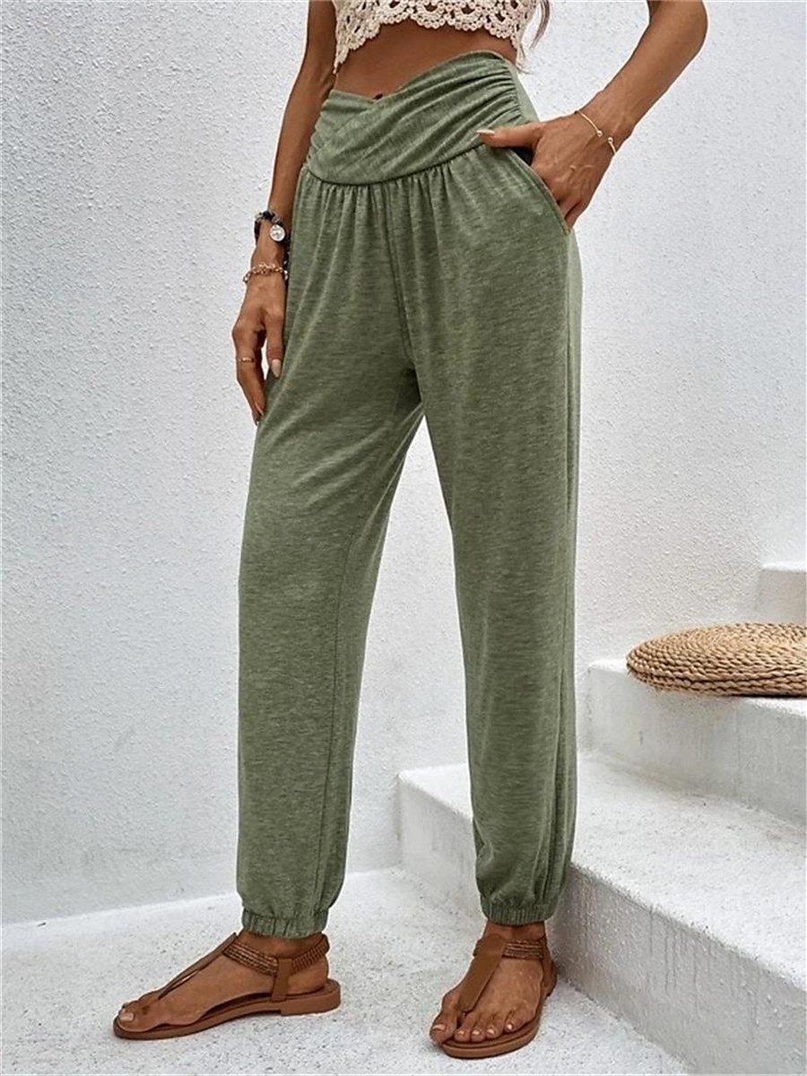 Per donna Chino Di tendenza Streetwear Lunghezza intera Vita alta Liscio Tasche comodo Morbido Comodo Media elasticità Esterno Strada Nero Blu Cachi Verde militare Primavera & Autunno Standard del 2025 a $24.99 –P2