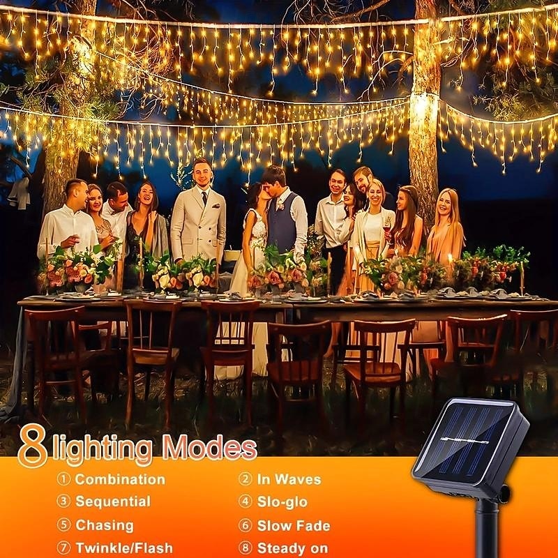 2025年 4m 96LED 屋外ソーラーアイスバーライトストリング 中庭の軒先 バルコニー フェンス ステップ クリスマス ウェディング お祝いの雰囲気 装飾ライトストリング  コレクション – $15.99 –P1