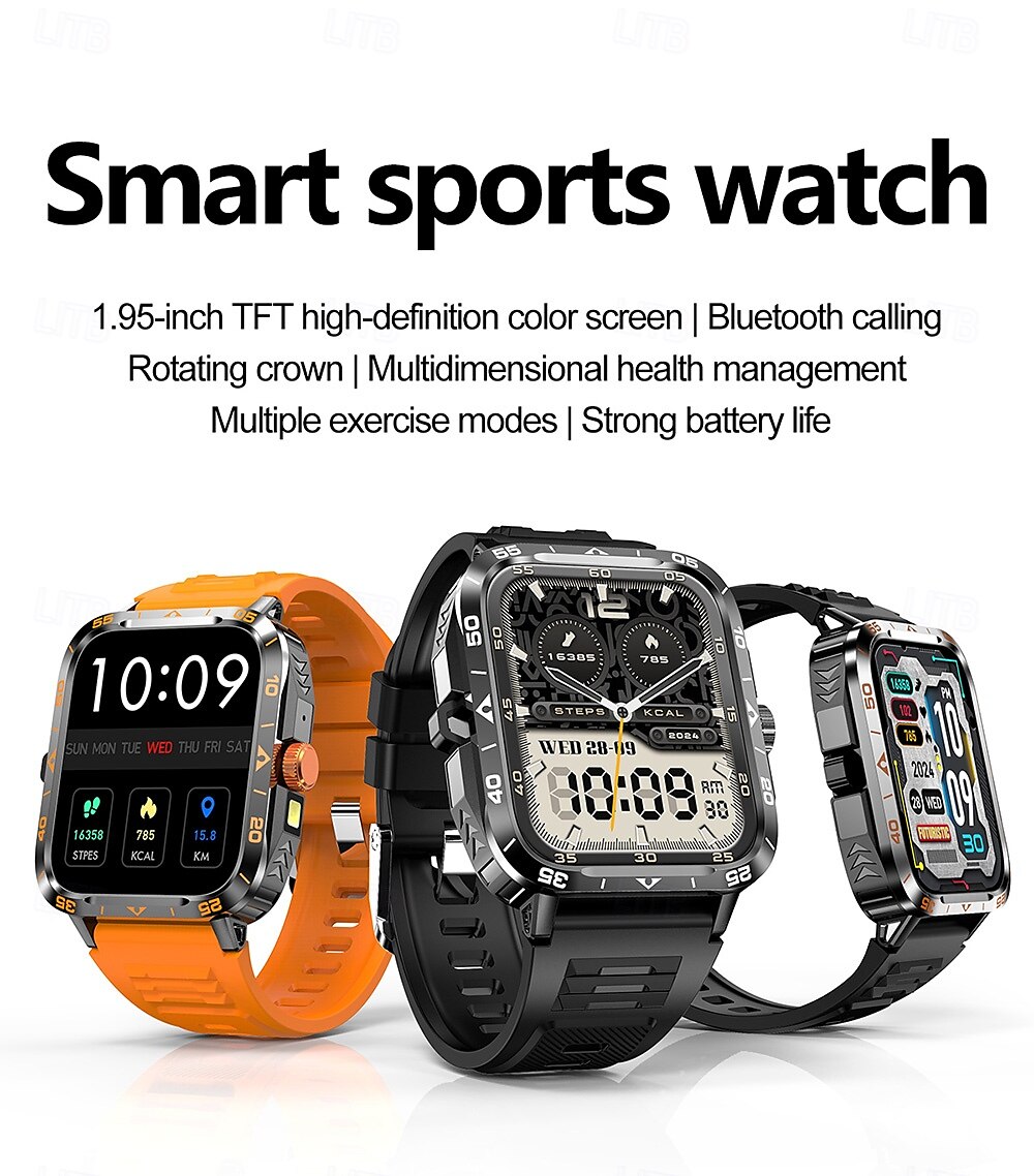 2025年 スマートウォッチ 1.95インチ スマートウォッチ フィットネス ランニングウォッチ Bluetooth 歩数計 通話リマインダー 心拍数モニター Android iOS対応 女性 男性 ハンズフリー通話 メディアコントロール メッセージリマインダー  コレクション – $32.99 –P1