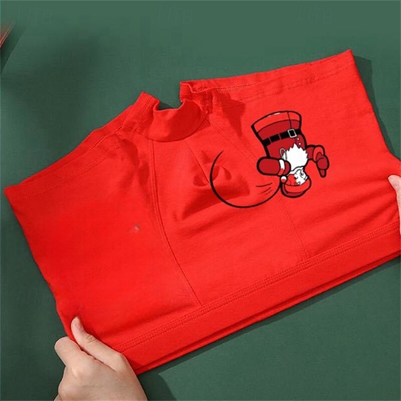 Homens 1 pc Roupa interior de Natal Patchwork Poliéster Respirável Macio Confortável Gráfico Cintura Média Vermelho Verde de 2025 por $7.99 –P7