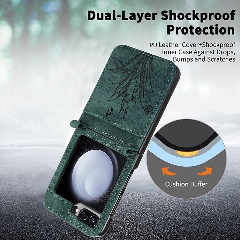 Phone Case For Z Flip 7 Z Flip 6 Z Flip 5 Z Flip 4 Z Flip 3 Back Cover with Stand Holder Card Slot Shockproof Retro TPU PU Leather 2025 - $15.99 –P3
