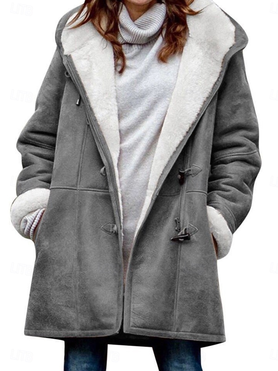 Per donna Giacca in pile Cappotto teddy Giacca con cappuccio Tenere al caldo Traspirante Tasche In pile Informale Liscio Da mare Strada Da tutti i giorni Per uscire Monopetto Standard Felpa Standard del 2025 a $34.99 –P4
