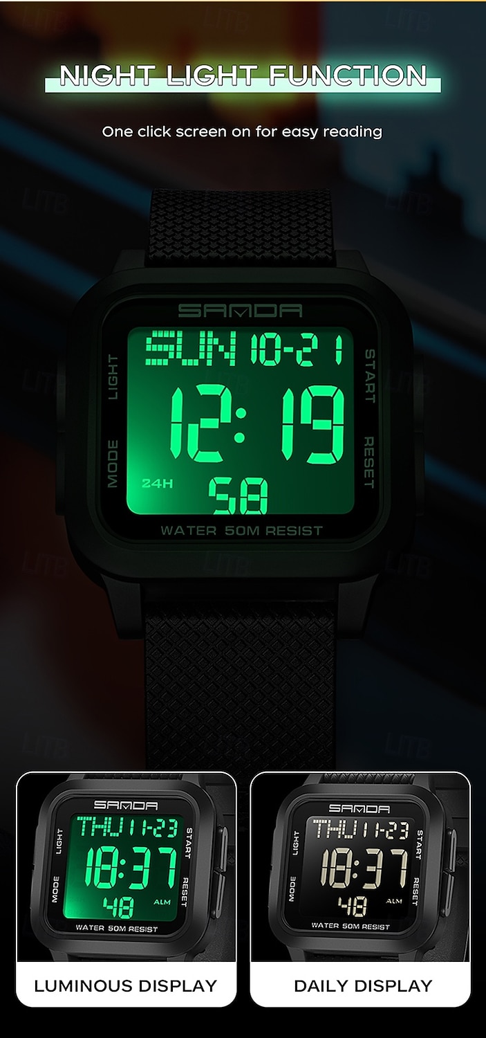 SANDA Men Digital Watch Sports Fashion Casual Business Luminous Alarm Clock Waterproof Decoration TPU Watch 2026 - $26.99 –P5