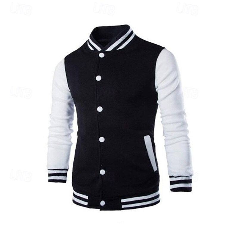 Herren Leichte Jacke Sommerjacke Bomberjacke übergangsjacke Urlaub Alltagskleidung Warm Klassicher Stil Frühling & Herbst Farbblock Komfort Freizeit Stehkragen Hellgrau Wein Schwarz Dunkelmarine Blau 2025 - $29.99 –P3
