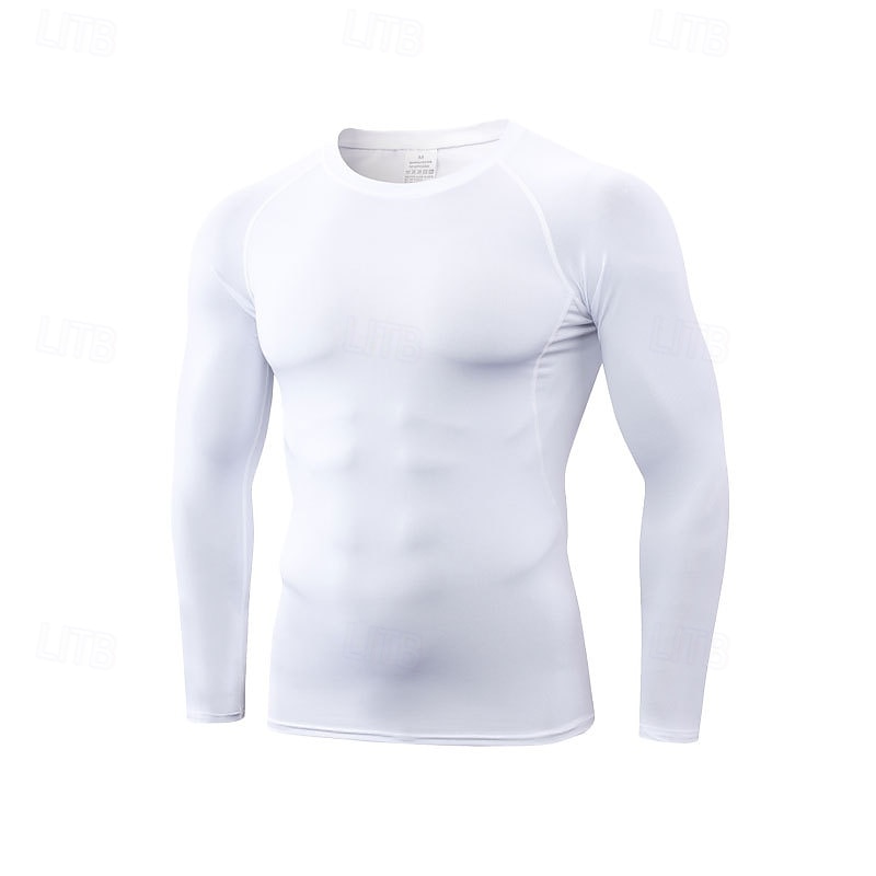 Men's Running T-Shirt Compression Shirt Long Sleeve Tee Tshirt Casual Athleisure Fall Breathable Quick Dry Gym Workout Running Walking Sportswear Activewear Solid Colored Black White Blue 2025 - $16.99 –P2