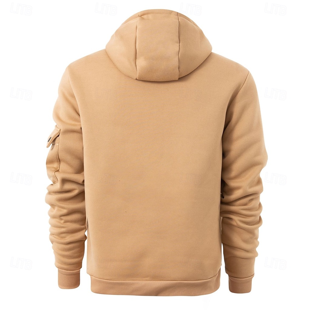 Voor heren Trui met capuchon Sweatshirt met rits Fleece hoodie Tactisch Zwart Marineblauw Khaki Licht Grijs Donkergrijs Capuchon Halve rits Effen Zak Werk Sport & Outdoor Casual Streetwear Basic 2025 - $26.99 –P3