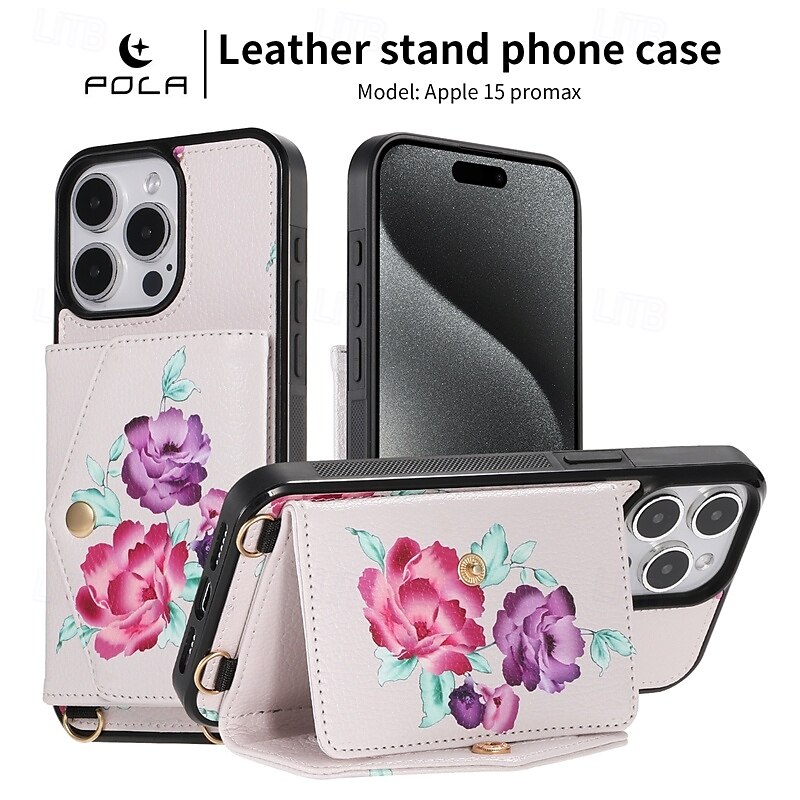 2025年 電話 ケース 用途 iPhone 16 Pro Max プラス iPhone 15 プロマックスプラス iPhone 14 13 12 Pro Max Plus iPhone 14 Pro Max iPhone 14 Pro Max Plus iPhone 13 12 Pro Max バックカバー スタンド付き ストラップ付き リストストラップ付き レトロ風 TPU PUレザー  コレクション – $21.99 –P10