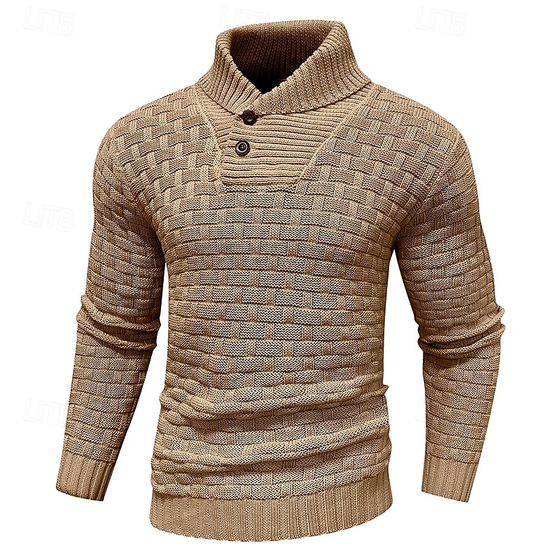 Voor heren Trui Geribd breien Normale tops Gebreid Strakke pasvorm Effen Coltrui Modern eigentijds Werk Alledaagse kleding Kleding Winter Lente & Herfst Khaki S M L 2026 - $39.99 –P1