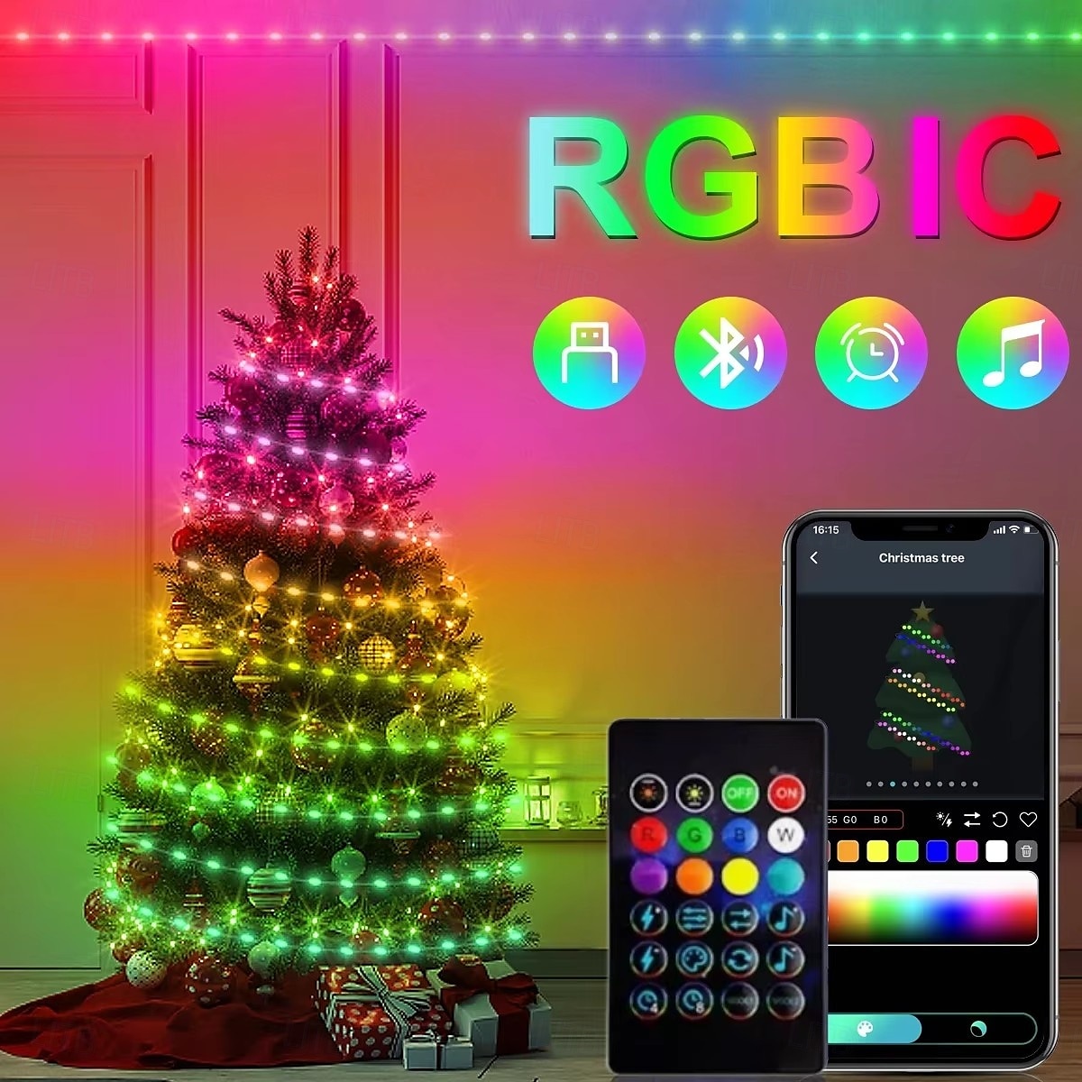 RGB LED Magic String Lights APP-Controlled, USB String Fairy Lights with Remote, Bluetooth Music Sync for Outdoor Christmas, Wedding, Birthday & Party Decor 2025 - $18.99 –P1