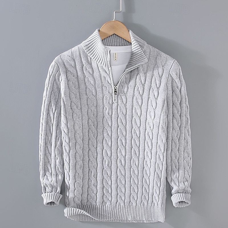 Herren Pullover Pullover mit Viertelreißverschluss Strickpullover Gerippt Stricken Standard Strick Glatt Troyer Halber Reißverschluss Modisch Brautkleider schlicht Freizeitskleidung Verabredung 2025 - $44.99 –P1