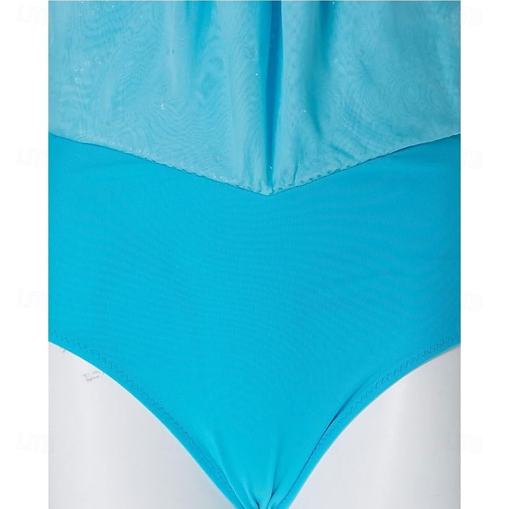 2026年 フィギュアスケート ドレス 女性用 女の子 アイススケート ドレス ブルー アシンメトリーヘム メッシュ 高弾性 訓練 競技大会 スケートウェア クラシック クリスタル・ラインストーン ノースリーブ アイススケート フィギュアスケート  コレクション – $171.99 –P3