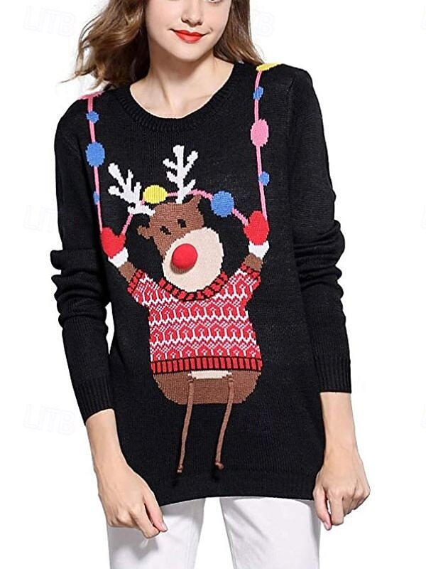 Jul Reinsdyr Jerseysjakke Genser Stygg julegenser Animé 3D Morsom Til Dame Voksne Jul Karneval 3D-utskrift Fest Fritid / hverdag 2025 - $30.99 –P2
