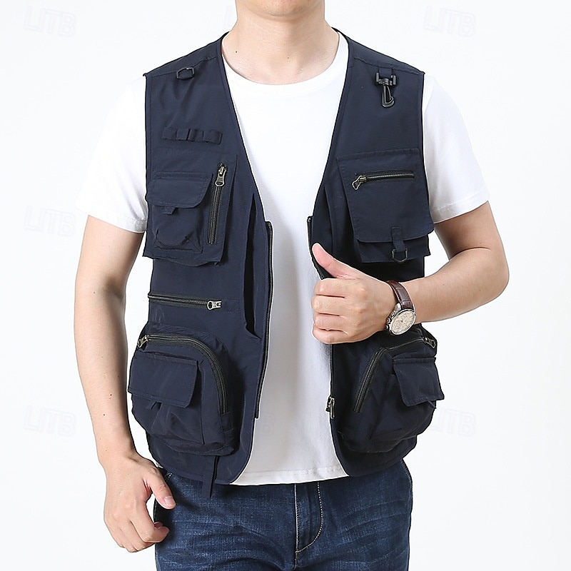Herren Weste für Wanderer Wander-Fleeceweste Ärmellos Weste Außen Atmungsaktiv Komfortabel Tasche Polyester Schwarz Armeegrün Rot Jagd Angeln Klettern 2025 - $26.99 –P12