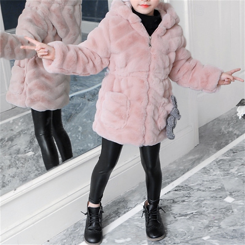 Kinderen Voor meisjes Jas van imitatiebont Effen Kleur leuke Style School jas bovenkleding 4 jaar + Herfst Blozend Roze Paars 2025 - $40.99 –P6