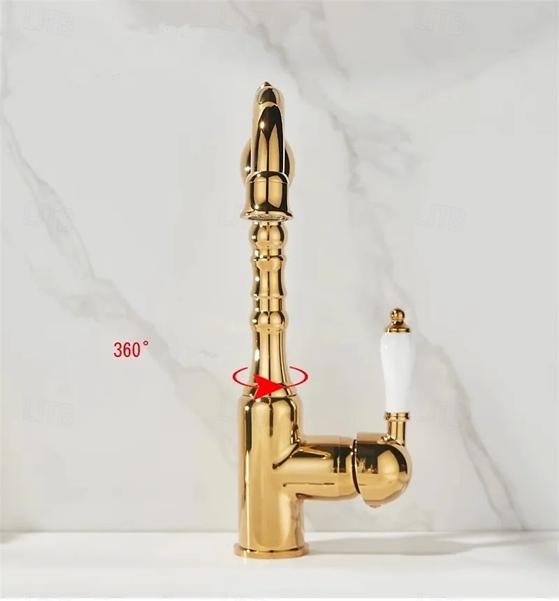 2025年 バスルーム キッチン 洗面台 シンク 蛇口 ミキサー タップ 回転式スパウト シングルハンドル 1穴 デッキマウント  コレクション – $113.99 –P5
