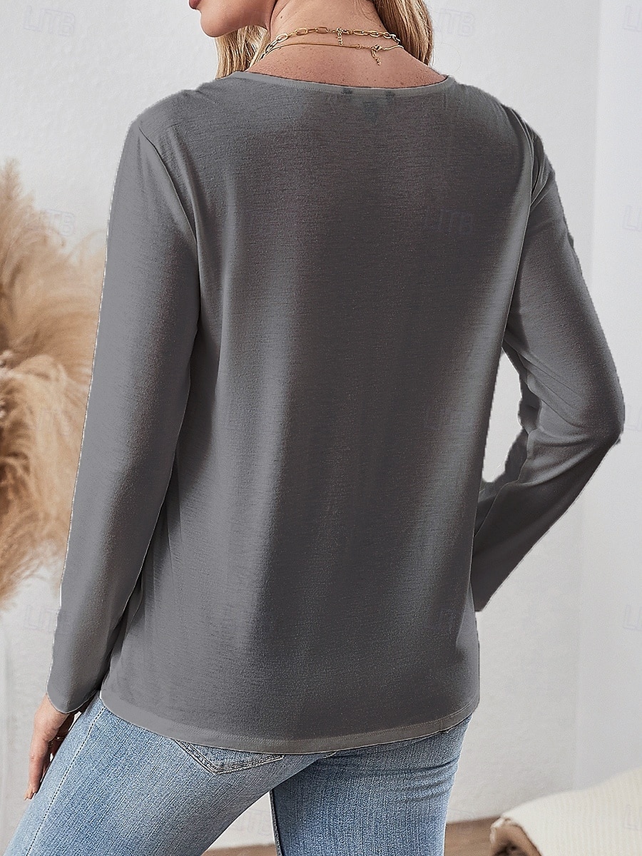 Per donna maglietta Animali Uccello Informale Manica lunga Rotonda Top regolari Giornaliero Fine settimana Stampa Rosa Blu Verde Grigio Autunno Inverno del 2025 a $23.99 –P5