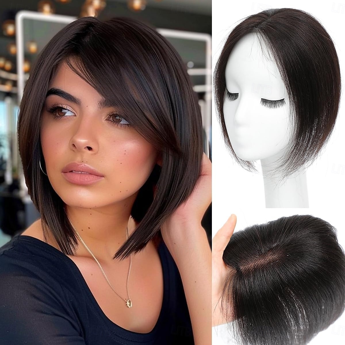 topper per capelli 9.8" topper per capelli umani per donne topper per capelli color castano scuro per capelli diradati topper per capelli umani 100% veri per donne del 2025 a $125.99 –P1