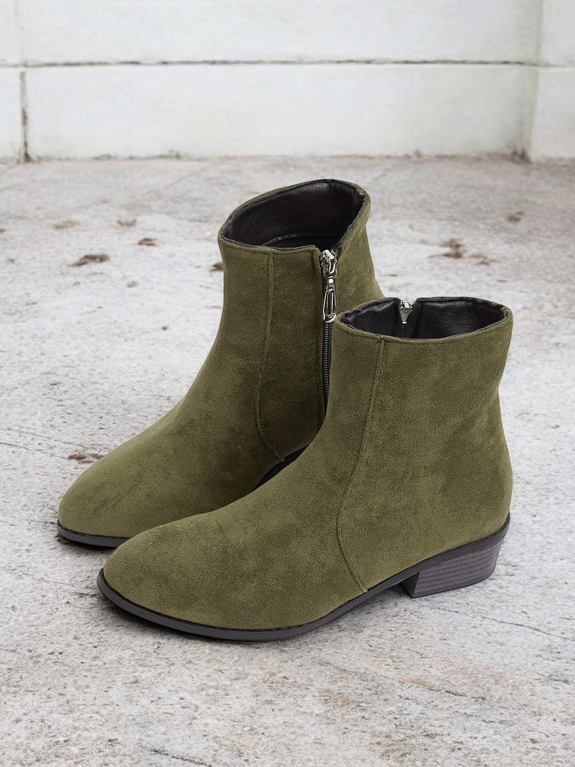 Women's Casual Faux Suede Ankle Boots with Side Zipper and Low Block Heels – Comfortable Vintage Booties for Everyday Wear 2025 - $34.99 –P1