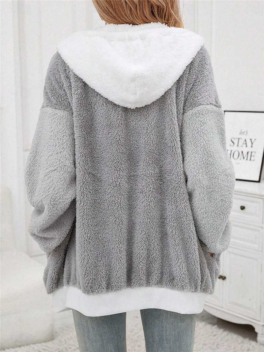 Dames Teddy jas Hoodie jas Buiten Straat Alledaagse kleding Herfst Winter Normaal jas Normale pasvorm Thermisch Warm Ademend Stijlvol Casual Jacks Lange mouw Effen Met zakken Volledige ritssluiting 2025 - $33.99 –P2