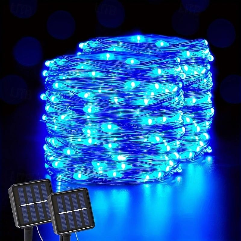 Elegante cadena de luces de alambre de cobre alimentada por energía solar para fiestas de recepción de bodas, 100/200/300 LED con 8 modos para jardín, Navidad, bodas, fiestas&amp;Decoración exterior 2025 - $11.49 –P2