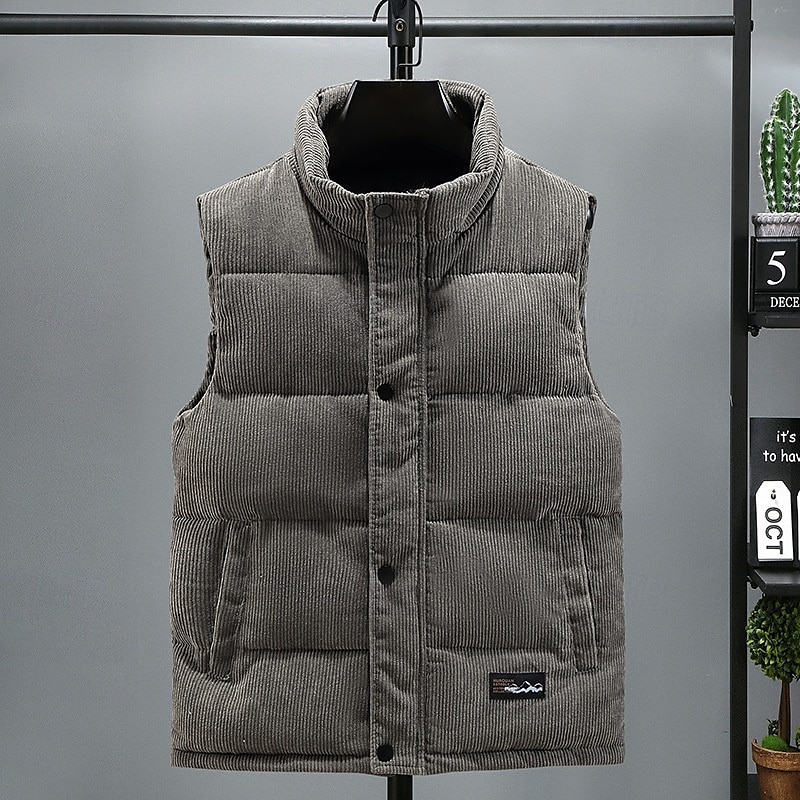 Per uomo Gilet imbottito Gilet in velluto a coste Gilet trapuntato Da tutti i giorni Da mare Per uscire Di tendenza Essenziale Primavera & Autunno Cerniera Velluto a coste Comodo Liscio Cerniera del 2026 a $33.99 –P6