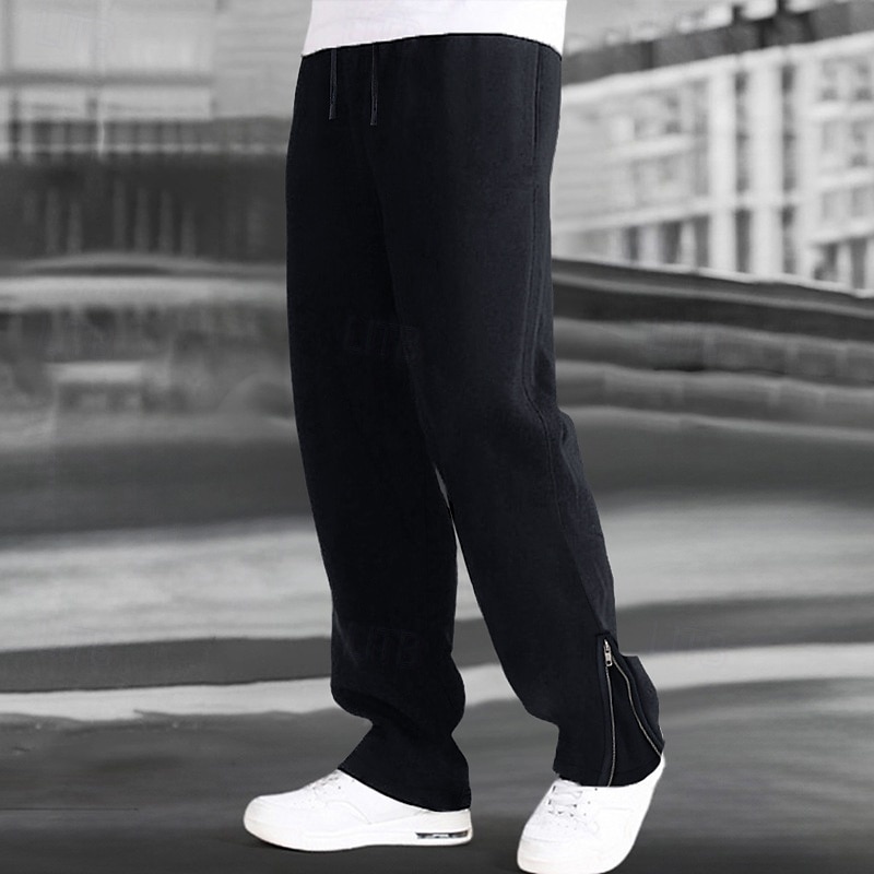 Herren Jogginghose Trainingshose Jogginghose Jogger Hose Hosen Jogginghose mit geradem Bein Ausgestellte Jogginghose Kordelzug Elastische Taille Bein mit Reißverschluss Glatt Komfort Warm In voller 2025 - $19.99 –P3