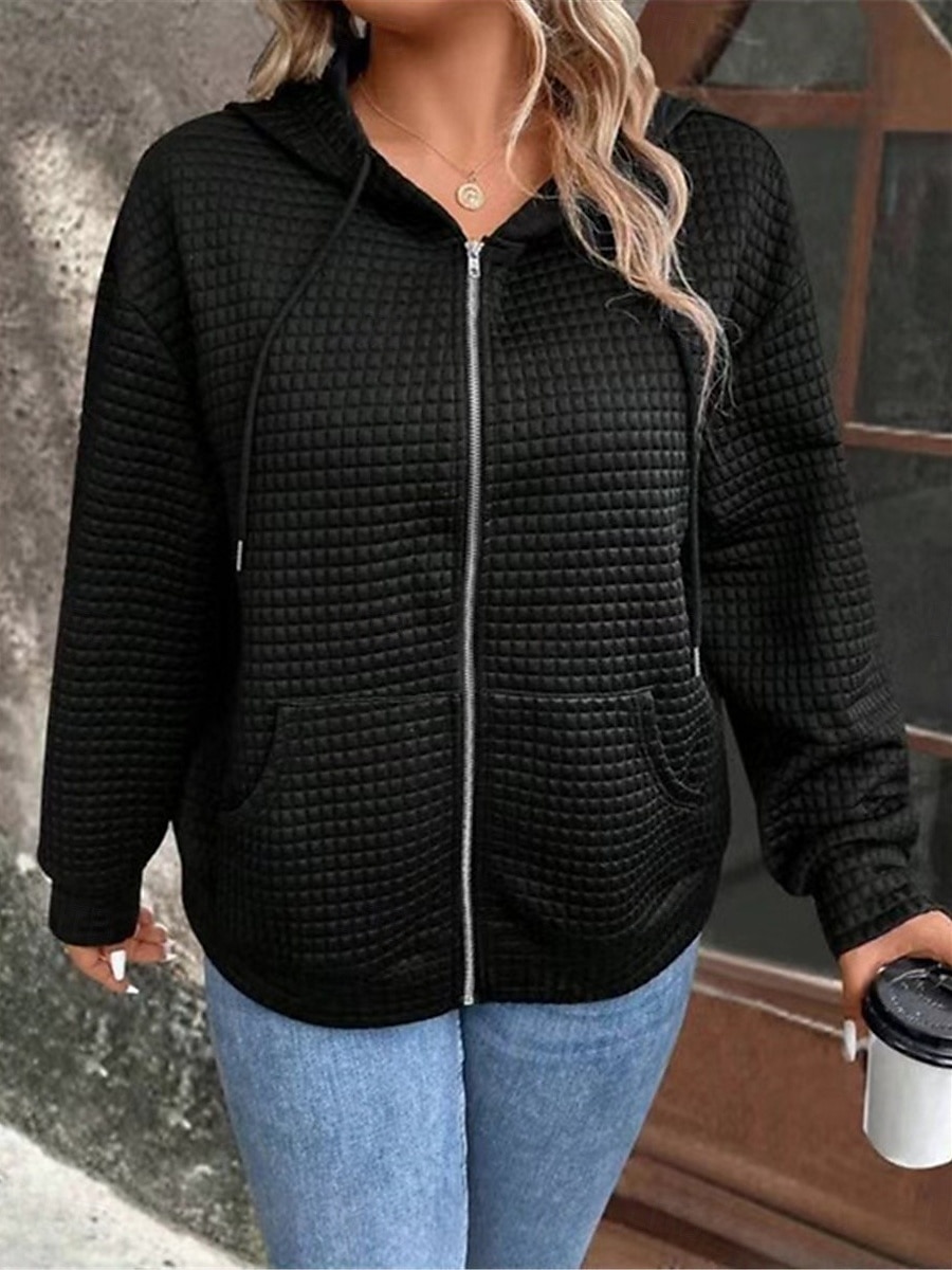 Damskie Zwykła kurtka Kurtka z kapturem Na zewnątrz Ulica Dzienne zużycie Jesień Zima Regularny Płaszcz Regularny Keep Warm Oddychający Elegancki Codzienny Kurtki Długi rękaw Równina Z kieszeniami 2025 - $27.99 –P2
