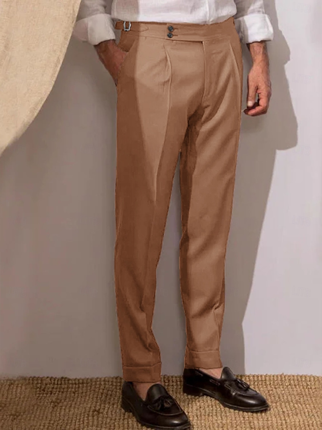 Voor heren Pakken Broek broek Geplooide broek Kostuumbroek Zak Hoogte stijging Effen Comfort Ademend Bruiloft Buiten Dagelijks Elegant Vintage Zwart Wit 2025 - $25.99 –P3