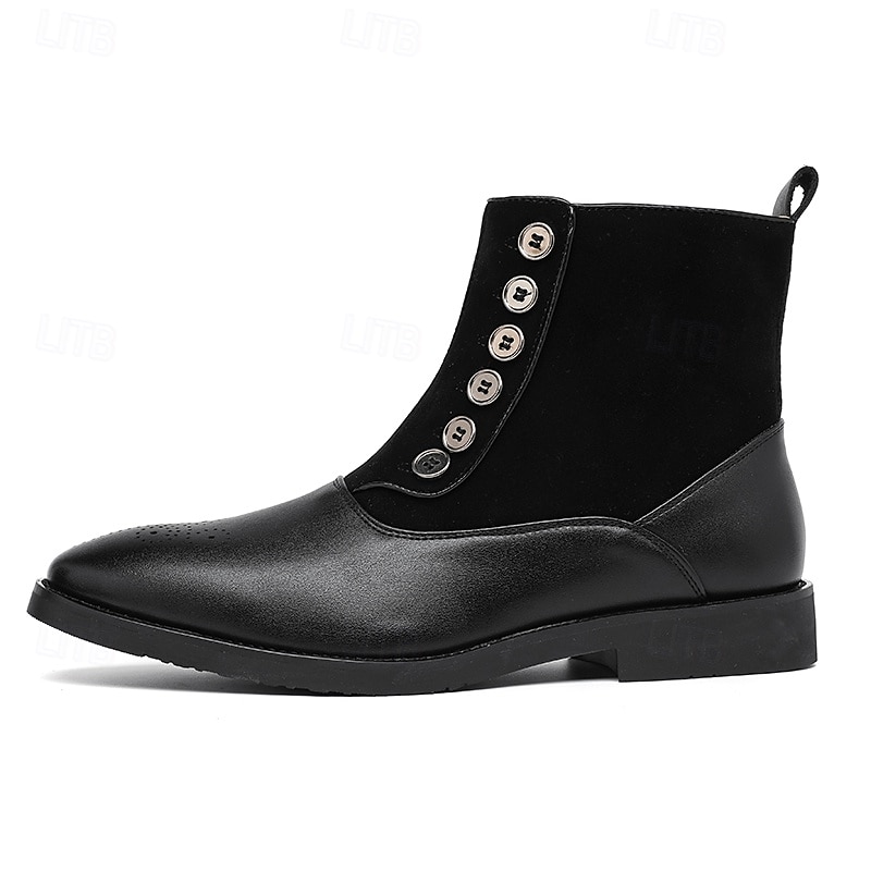 bottines à boutons en similicuir bicolore pour hommes – bottines de style victorien vintage pour occasions formelles et décontractées de 2025 ? $59.99 –P3