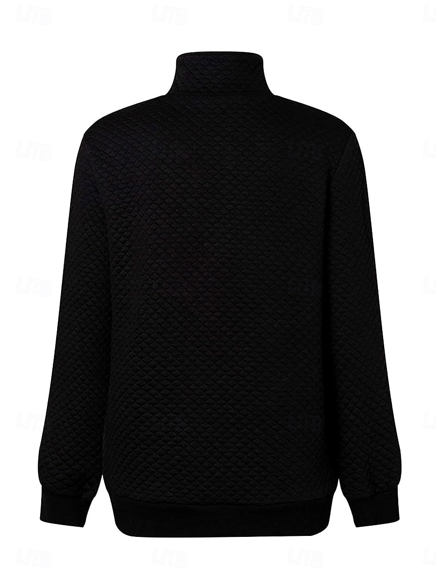 dames sweatshirt casual effen dagelijks gebruik coltrui knopen lange mouw zwart roze grijs herfst winter 2025 - $45.99 –P6