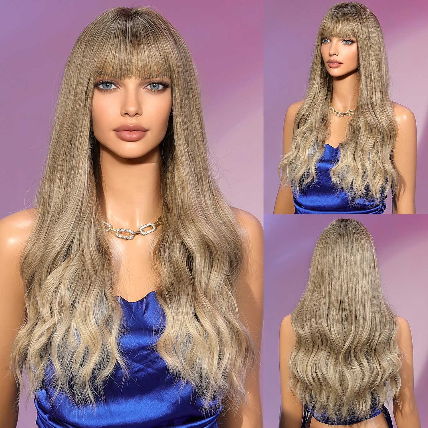 Synthetische pruiken Gekruld Golvend Strakke pony Met pony Machinegemaakt Pruik 66.0 cm Blond Synthetisch haar Dames Schattig Cosplay Feest Blond 2025 - $29.99 –P2