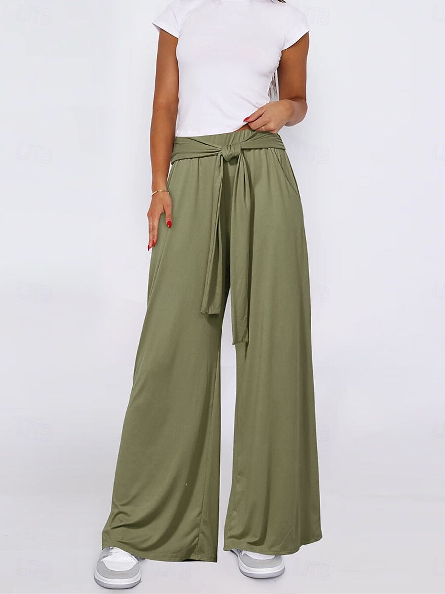 Per donna A zampa Chino Di tendenza Lunghezza intera Vita alta Liscio Tasche Cinturino elastico comodo Morbido Comodo Media elasticità Esterno Strada Cachi Verde militare Grigio Autunno Morbido del 2025 a $24.99 –P9