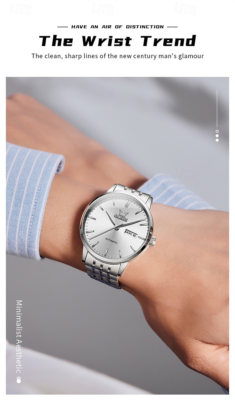 New Olevs Olevs Brand Light Luxury Men'S Business Watch Calendar Week Display Simple Leisure Automatic Mechanical Watch Waterproof Sports Men'S Wristwatch 2025 - $92.99 –P14