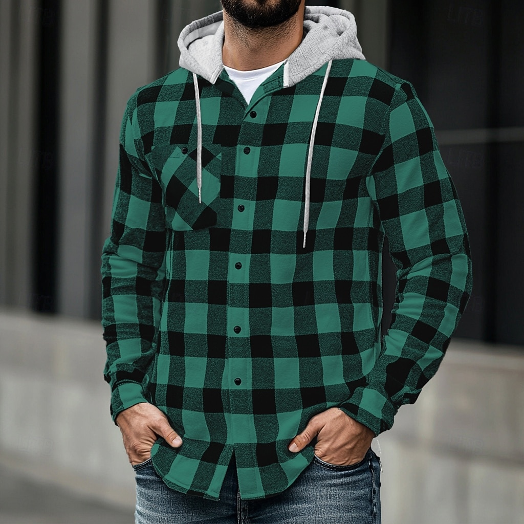 Ανδρικά Casual πουκάμισο Φανέλα πουκάμισο Πουκάμισο χοντρό Φανελένιο μπουφάν Καρό Αθλήματα & Ύπαιθρος Δρόμος Μαύρο Ρουμπίνι Θαλασσί Βυσσινί Μακρυμάνικο Με Κουκούλα Χειμώνας Άνοιξη & Χειμώνας Ρούχα 2026 - $29.99 –P6