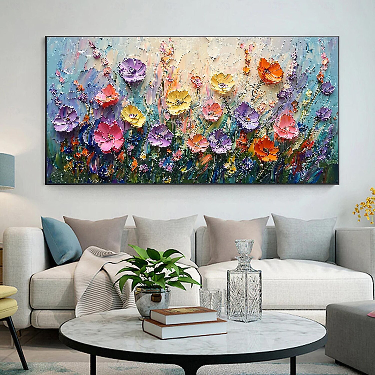2026年 手作りのオリジナルカラフルな花の油絵キャンバス抽象的な花の