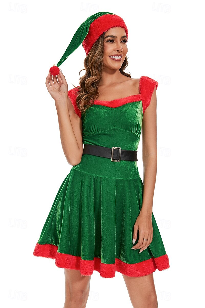 green emerald velvet dress 6 C10-7 Boutique Girl's Gown Green Plaid Christmas Santa Claus Dress – Amy  yu garments wholesale main image 0