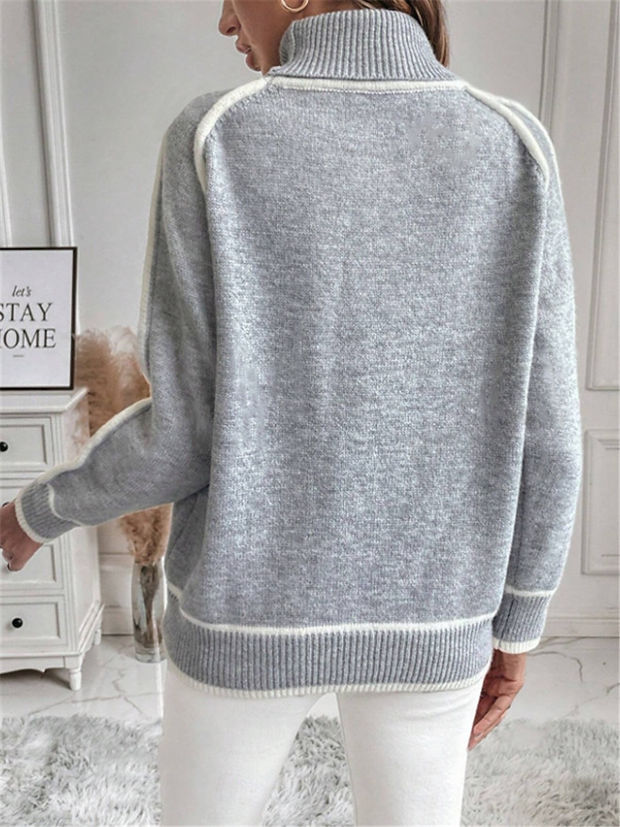 Women's Sweater Pullover Sweater Jumper Casual Soft Pure Color Ribbed Turtleneck Knitted Long Sleeve Regular Tops Knit Outdoor Daily Weekend Army Green Gray Fall Winter 2025 - $58.99 –P2