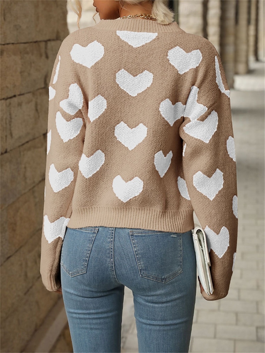 Femme Pull Chandail Pull Décontractées Flexible Cœur A côtes Col Ras du Cou Tricoté manche longue Hauts réguliers Tricoter Extérieur du quotidien Fin de semaine Rose Claire Fuchsia Automne Hiver de 2025 ? $51.99 –P10