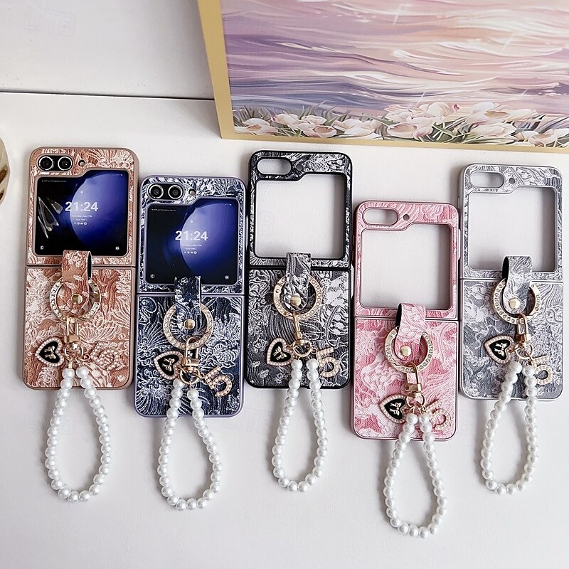 Phone Case For Samsung Galaxy Z Flip 7 Z Flip 6 Z Flip 5 Z Flip 4 Z Flip 3 Back Cover with Wrist Strap Shockproof Retro PC PU Leather 2025 - $20.99 –P1