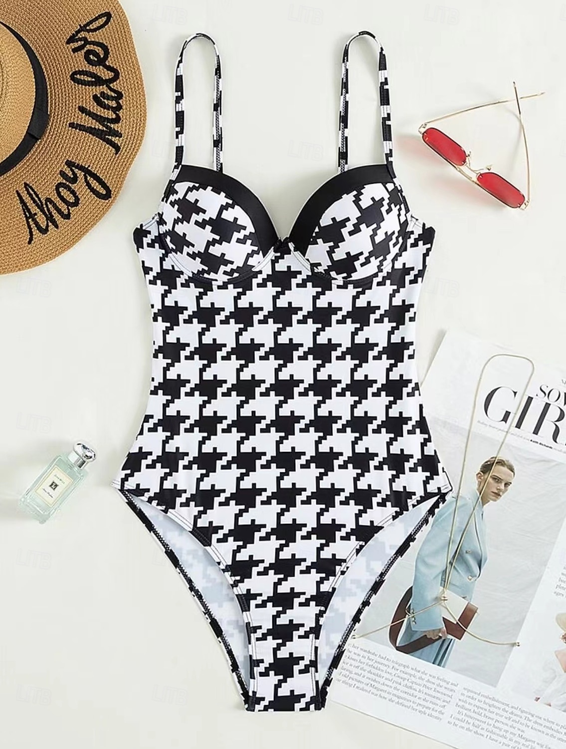 Dam Badkläder En bit Monokini Baddräkt Öppen rygg Magkontroll Hög midja Smal Semester Standkläder Grafisk Halterneck Ärmlös Baddräkter 2025 - $27.99 –P3