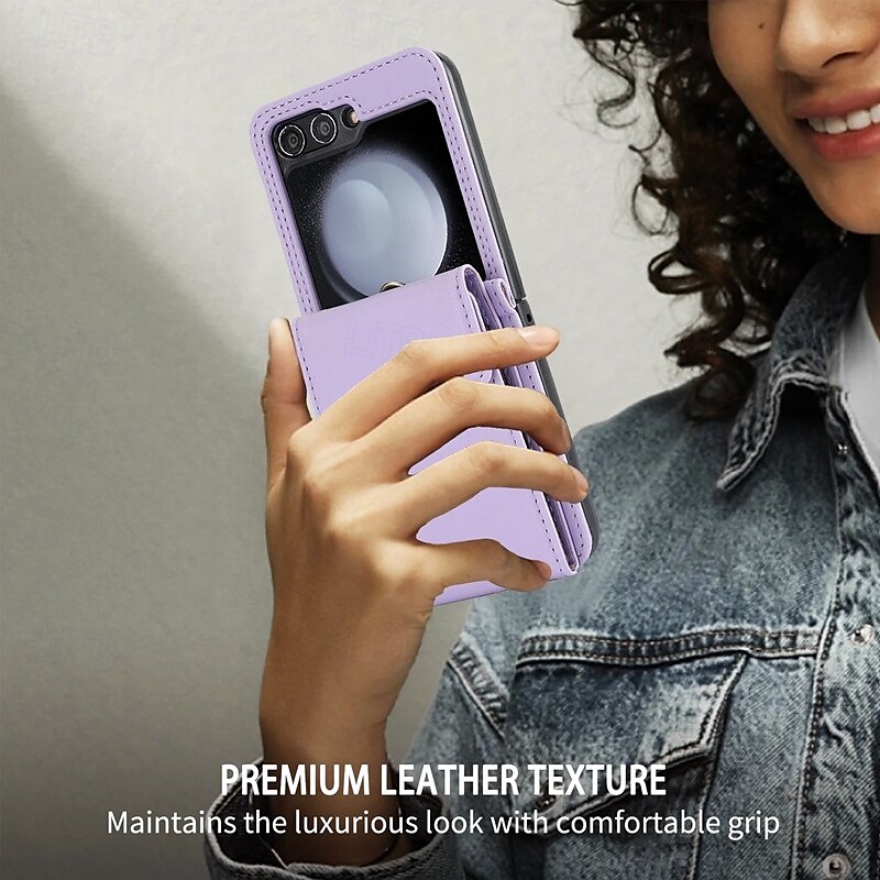Phone Case For Z Flip 6 Z Flip 5 Z Flip 4 Z Flip 3 Back Cover with Stand Holder with Lanyard Card Slot Retro TPU PU Leather 2025 - $23.99 –P11